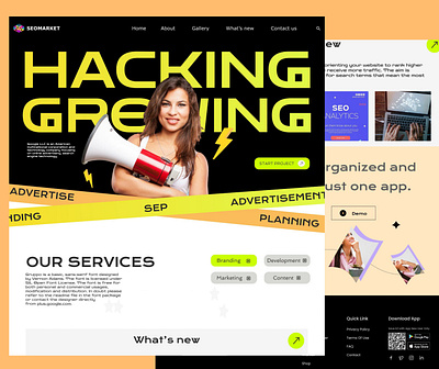 HACKING GROWING website UI landing page design 3d animation branding graphic design logo motion graphics ui