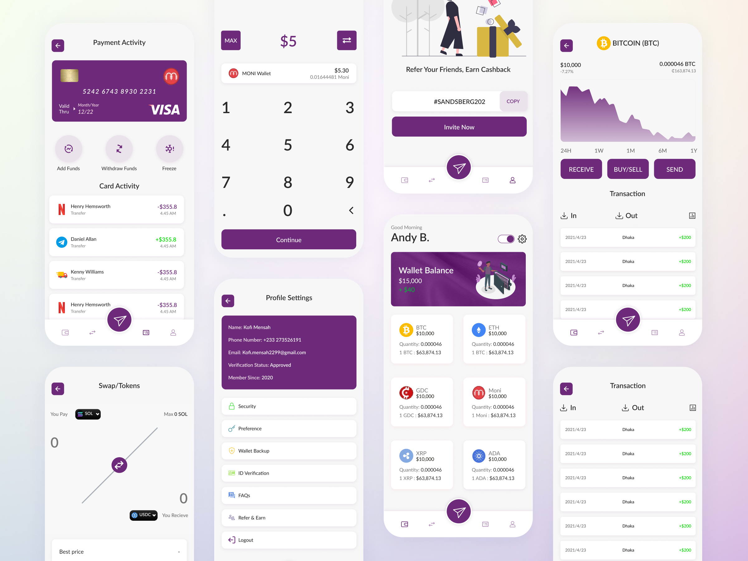 Crypto Wallet App animation app branding crypto design graphic design mobile ui ux wallet