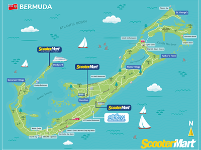 Bermuda Map bermuda map cartography custom map design event map flat map hand drawn map illustrated map illustration island map map map design map illustration tourist map