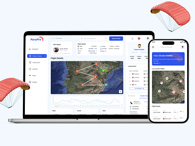 Paragliding Web App/ Saas | Dashboard figma mobile app mobile responsive saas ui design uiux user interface uxui web app web design