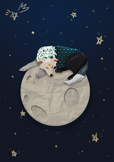 Moon dog dog graphic design illustration star