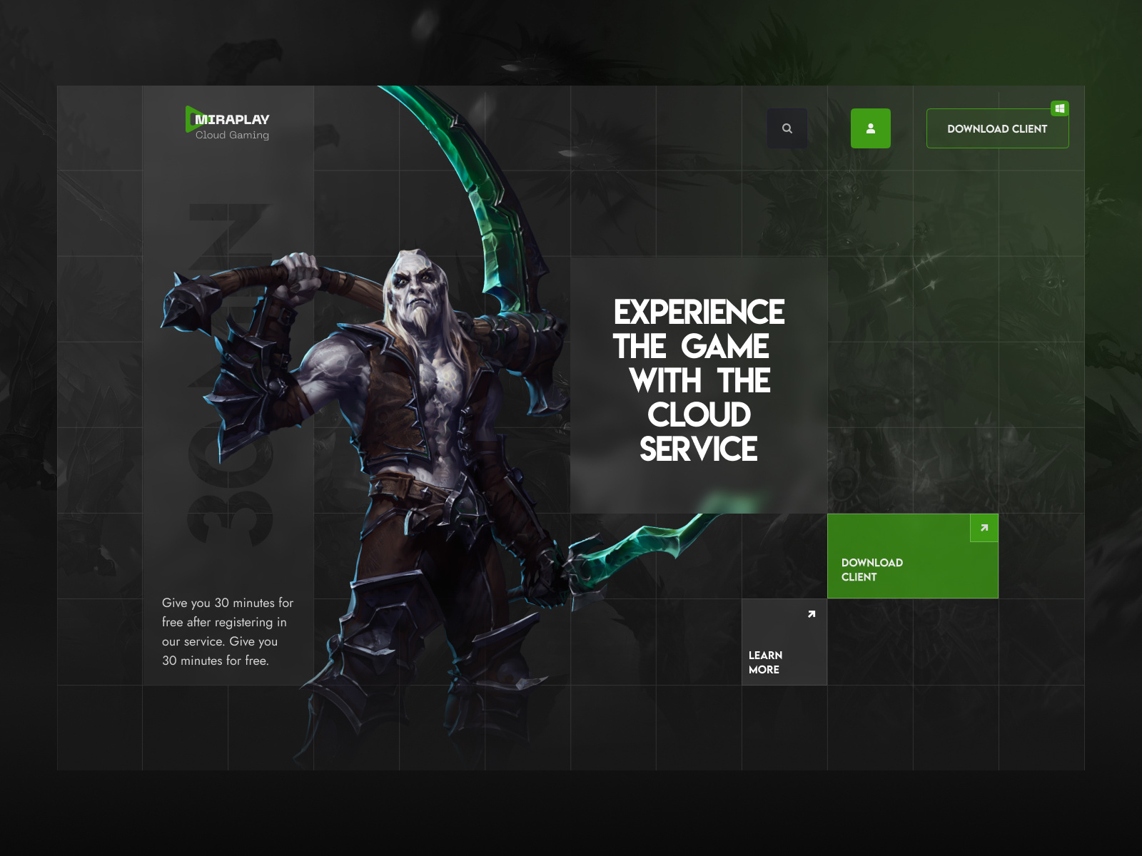 Cloud Service | MIRAPLAY cloud game landing landing page nft ui webdesign