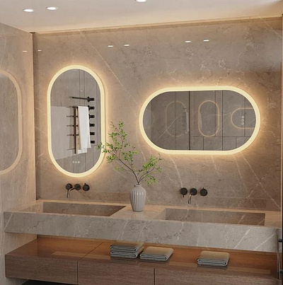 Backlit Light Oval Arched Large LED Makeup Bathroom Mirror ui