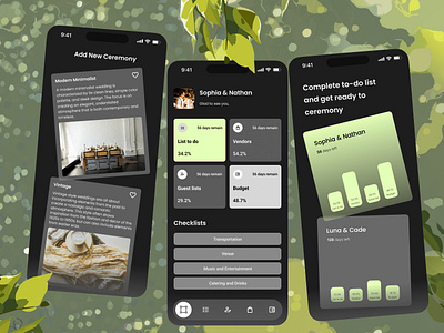 Ceremony Checklist App app design pen spark ceremony checklist ceremony planning checklist app event app mobile app pen spark planning app reminder app to do list ui usability wedding app wedding palnning