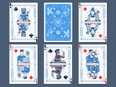 Cyber Security Playing Cards Deck branding cards cover cyber deck design illustration line art office people personas playing security