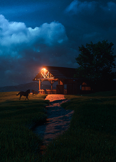 Night Barn art concept design digital game illustration movie photo manipulation poster realism