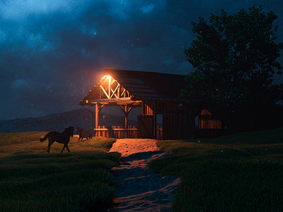Night Barn art concept design digital game illustration movie photo manipulation poster realism