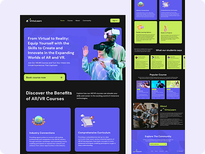 VirtuLearn - Platform AR/VR Course Landing Page course landing page dark theme landing page ui virtual reality