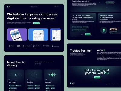 Plui - Portfolio Website dark dark version darkmode framer framer development landingpage porfolio portfolio website product design ui uiux user interface web design webdesign website website design