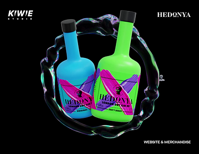 3D, Website & Merchandise - Hedonya Gin 3d 3d animation 3d website alcohol branding bottle design gin gin branding gin label iridescent motion graphics ui ux web web design