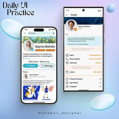 Mobile Design - User Profile business daily ui mobile design mockup social media ui user profile ux