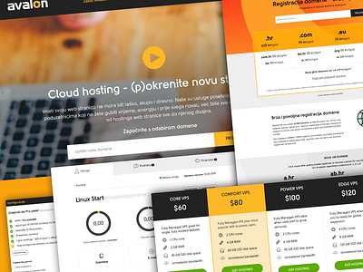 Avalon Hosting Website and Dashboard branding cart dashboard marketing ordering pricing ui ux website yellow