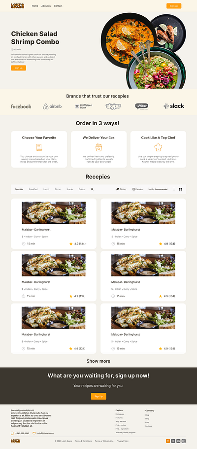 Loki Space Food Website Design graphic design ui web design