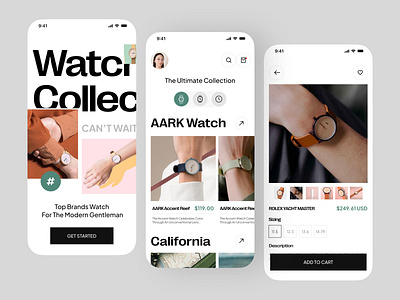 Watch Shopping E-commerce App UI android application app design application countdown creative design e commerce ios ios app mobile app mobile app design online shop smartwatch ui ui application ux ux application watch watch shop watch store