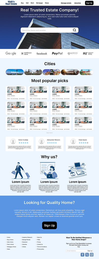 Serbian Real Estate Landing Page Design graphic design real estate ui ux web design