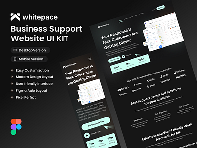 Business Support UI Kit 2024 app design branding business design france graphic design illustration landing page logo pixeleton support template typography ui ui kit uitrends ux vector web design