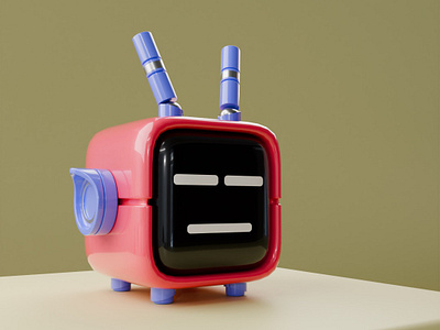 Annoyed, Robot TV, made in Blender 3d