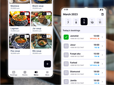 Restaurant booking app design mobile app ui