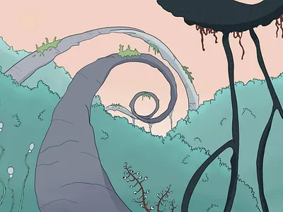 Whirling surreal landscape cinema concept illustration illustrator landscape procreate