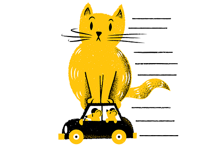 Roadtrip car cat conceptual illustrator editorial editorial illustration editorial illustrator illustration james olstein james olstein illustration jamesolstein.com mouse roadtrip texture vector