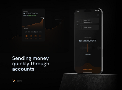 Byte Money Trading app byte chart crypto digital interaction memecoin mobile money multichain product screen sending money ui ux