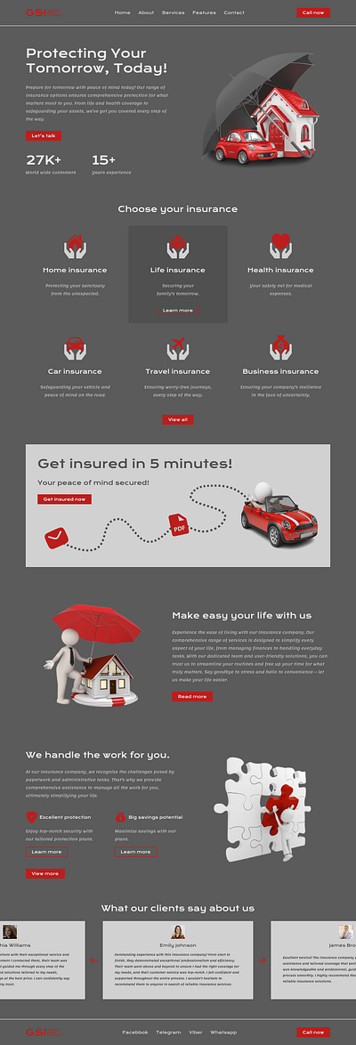 Insurance company website design design graphic design landing page logo ui ux