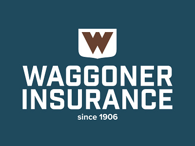 Waggoner Insurance agency alma branding crumby icon identity insurance logo nebraska shield simple vector art w