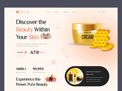 Skin Care Landing Page glowingskin landingpage skincareproducts skincaretips skingoals ui uidesign