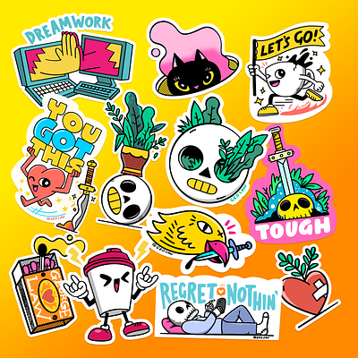 Stickers cartoon doodle illustration stickers