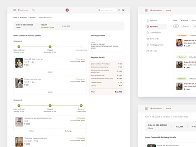 E-commerce: My orders- bulk order details(Web) b2c bulk orders dashboard design e commerce my orders order status status ui uidesign user interface ux ui uxdesign visual design web application web design website