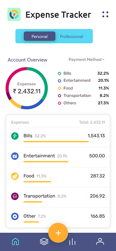 Expense Tracker App Design app dash expense ui xd