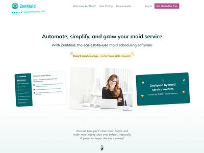 Hero section of the homepage at ZenMaid hero hero section home homepage homepage design product design saas saas design saas product design webdesign