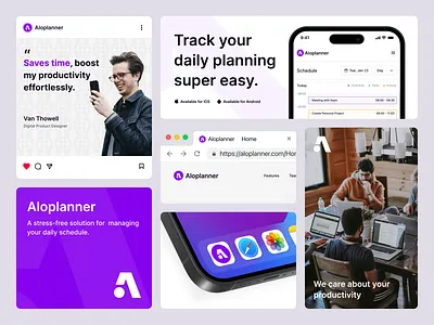 Aloplanner Branding above the fold agenda ai artificial intelligence branding daily date hero hero section landing page marketing plan planner platform saas schedule task to do ui website