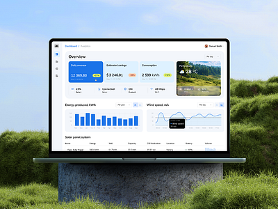 Wind energy dashboard concept alternative energy concept daily dashboard design desktop diagram elements energy graph interface overview solar pannel ui ux weather wind energy