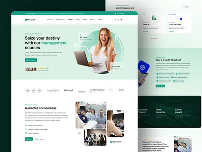 Course website 📖 books call course platform courses design course elegant green header landing page meet minimalism online course platform quality shop success testimonials video web design webpage