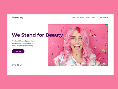 Harmony site design animation beauty branding design figma graphic design page pink site ui