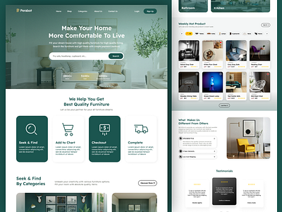 Perabot - Furniture Marketplace furniture graphic design green landing page marketplace marketplace design perabot ui ui ux uiux web web design