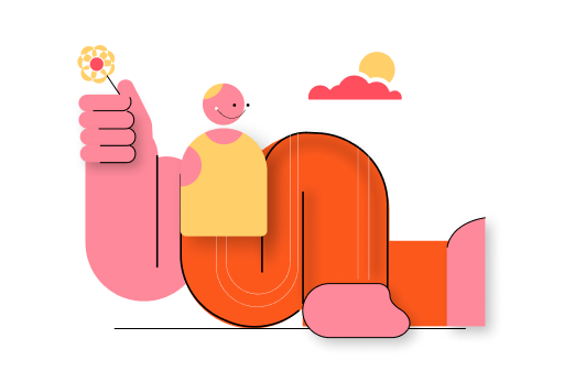 man with flower Illustration colour design flat graphic design ill illustration minimal ui vector