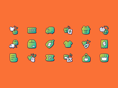 Stickies - Cute Shopping / E-Commerce Icons branding cute design emojis flat icons illustration kawaii minimal shipping shopping stickers stickies ui vector