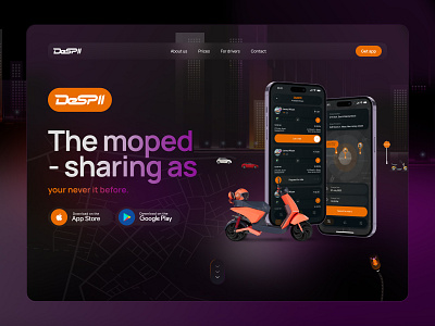 Despii - The Moped Sharing Service branding creative design futuristic graphic design landing landing page minimalist moped nft product design services ui vector web
