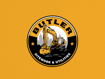 Butler Sitework & Utilities 99design bestdesign black cartoonlogo citybuilders constructionzone creativedesign design destruction excavator excavatorlife excavatorlogo graphic design illustration illustrationlogo logo moondesign urbanrenewal vector yellow