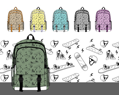 print for school backpack 2d branding design graphic design illustration print vector