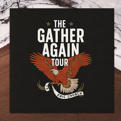 Eric Church - The Gather Again Tour album artwork country design eagle eric church hand drawn handmade hawk illustration music ribbon t shirt tour