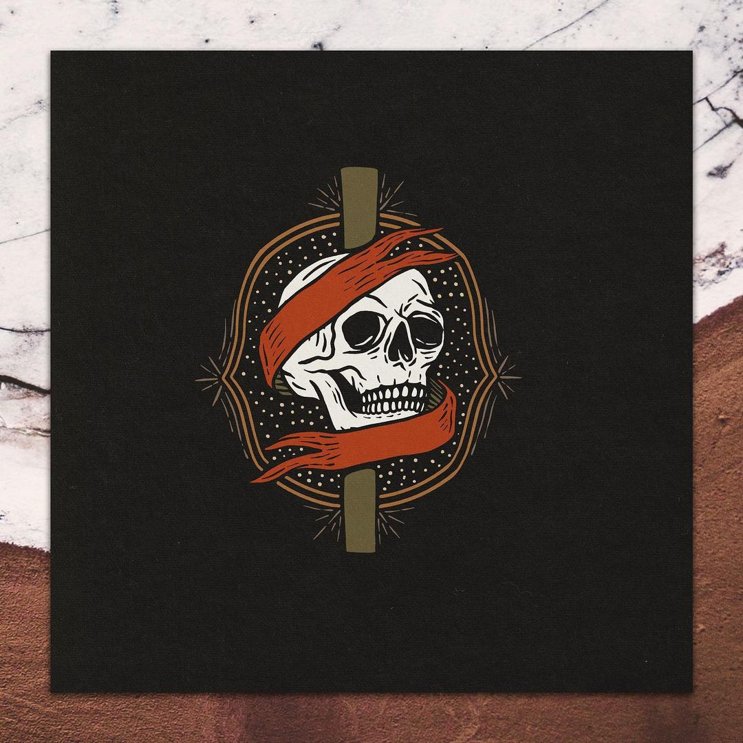Motorcycle Helmet Design crossbones death hand drawn handmade helmet helmet design illustration moto motorcycle motorcycle design ribbon skull