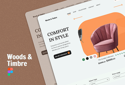 Woods & Timbre - furniture- Landing page design furniture website interior decor landing page ui website design