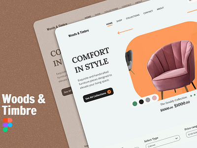 Woods & Timbre - furniture- Landing page design furniture website interior decor landing page ui website design