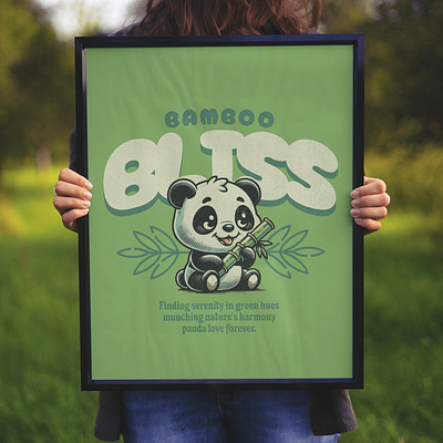 Bamboo Bliss adorable bamboo bliss cartoon chill cute design funny kittl kittl design panda pop culture print on demand relax t shirt t shirt design