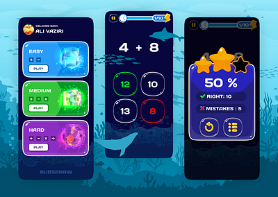 Math riddles game UI - Bubsbrain add addition best bubs calculate calculator challenge color game game kids kids math math riddel mobile game plus record riddel time time game ui