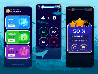 Math riddles game UI - Bubsbrain add addition best bubs calculate calculator challenge color game game kids kids math math riddel mobile game plus record riddel time time game ui