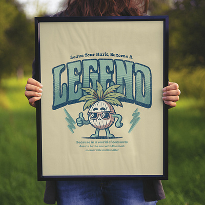 Becoma A Legend adorable cartoon coconut cute design funny inspiration kittl legend pop culture positive vibes print on demand t shirt t shirt design